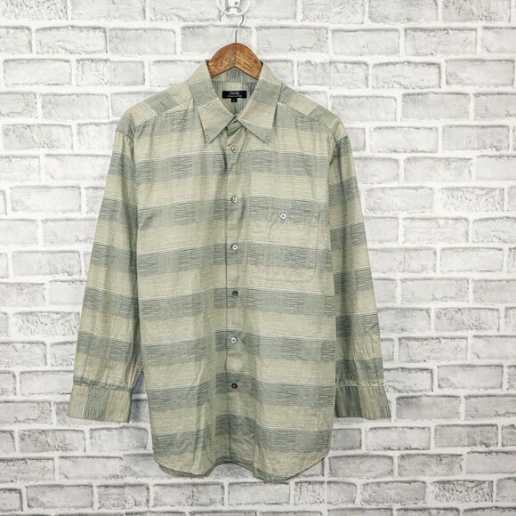 Zanella Made in Italy Button up Shirt textured striped Men's Size Large - Picture 1 of 5